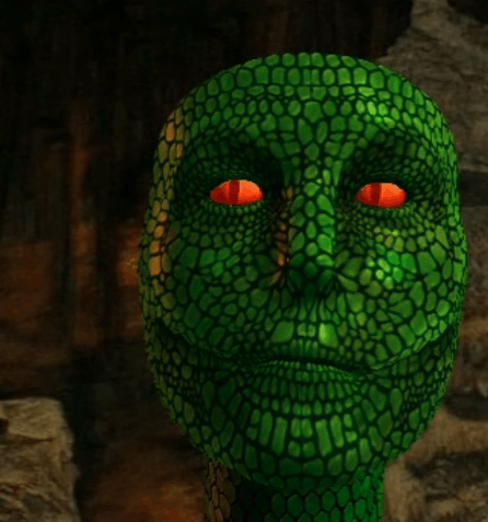 The Snakeman face filter transforming the viewer, 2020