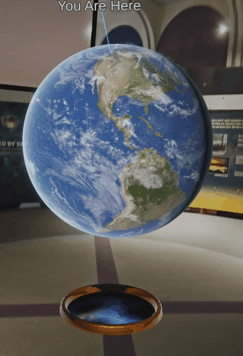 Animated Cosmic AR view of Earth and satellite orbits inside the Space Centre