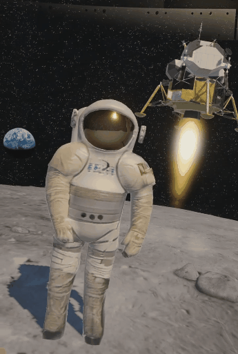 Animated lunar lander in the Cosmic AR Moon experience