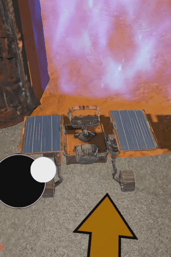 Animated Mars rover mission game shown through the Cosmic AR interface