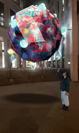 AR public artwork activated on the street during Winter Arts 2021